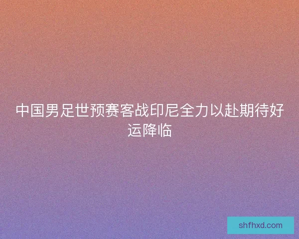 中国男足世预赛客战印尼全力以赴期待好运降临