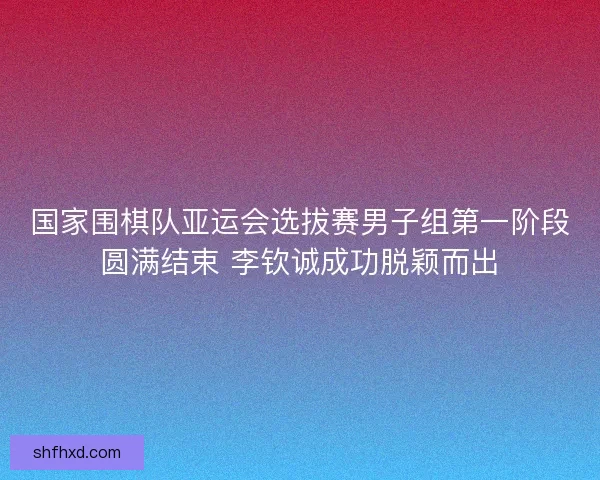 国家围棋队亚运会选拔赛男子组第一阶段圆满结束 李钦诚成功脱颖而出